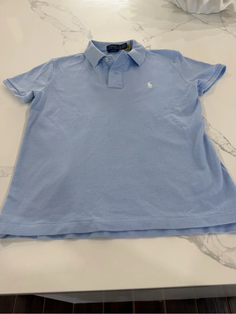 Ralph Lauren Polo Iconic Classic Fit Blue Polo Shirt with White Pony - Picture 2 of 4